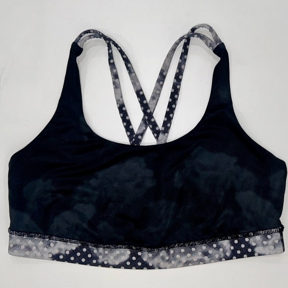 Lululemon Women's Energy Bra Dottie Dream Coal Black Athletic Workout top 8 - Picture 5 of 9